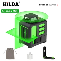 HILDA 5 Lines Laser Level Self-Leveling Meter Cross Green Level Laser Horizontal & Vertical Laser Level Measuring Tools ﻿