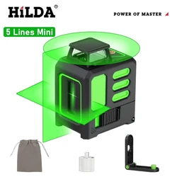 HILDA 5 Lines Laser Level Self-Leveling Meter Cross Green Level Laser Horizontal & Vertical Laser Level Measuring Tools ﻿