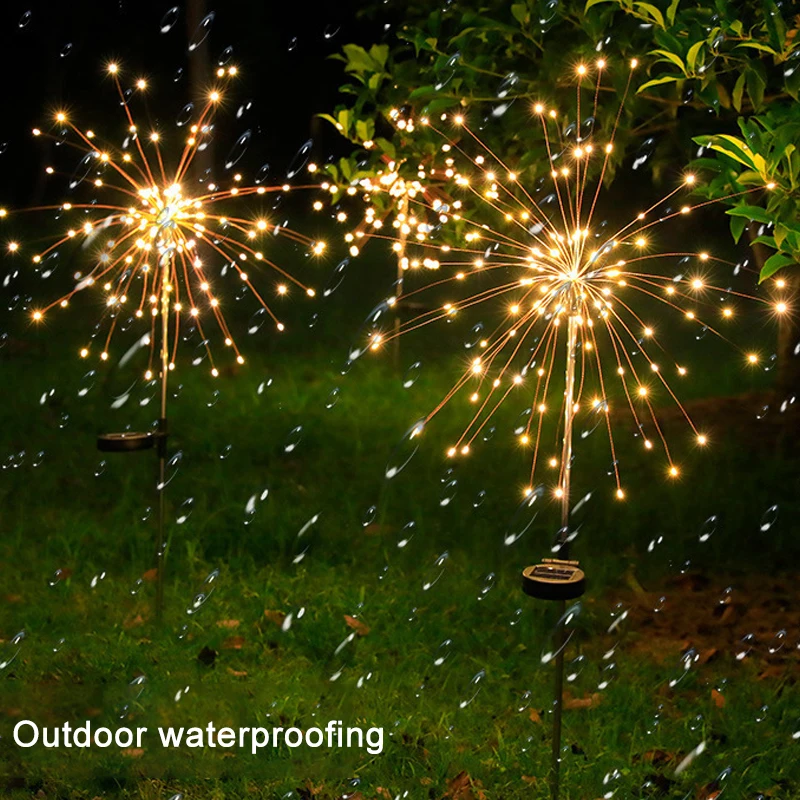 LED Solar Power Firework Lights Garden Decoration Fairy Lights Waterproof Outdoor Dandelion Lawn Lamp For Patio Garden Decor