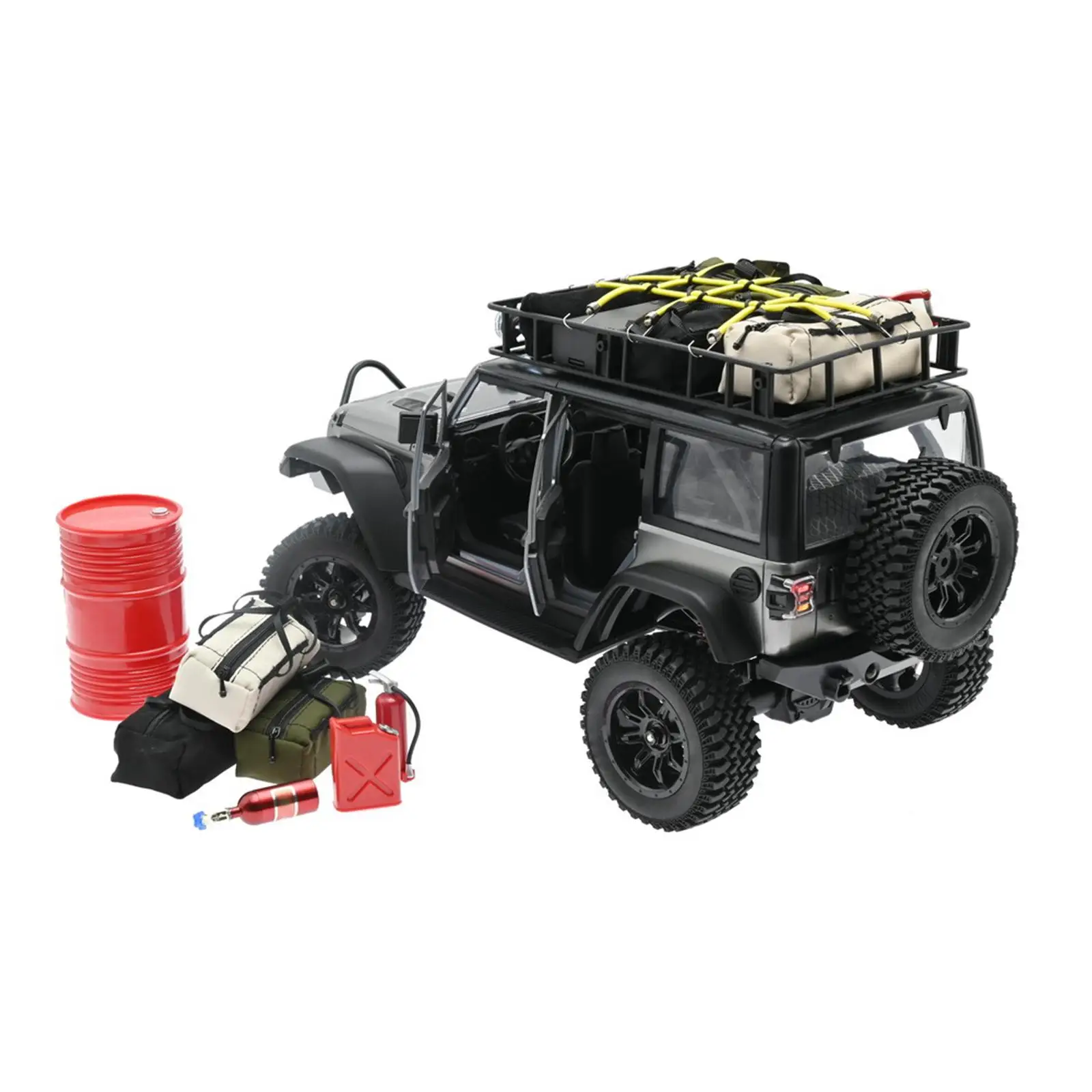 Simulation Roof Luggage Bags for 1/10 RC Crawler Car Accessories Cloth Decor with Luggage Net and Fuel Tank for DIY