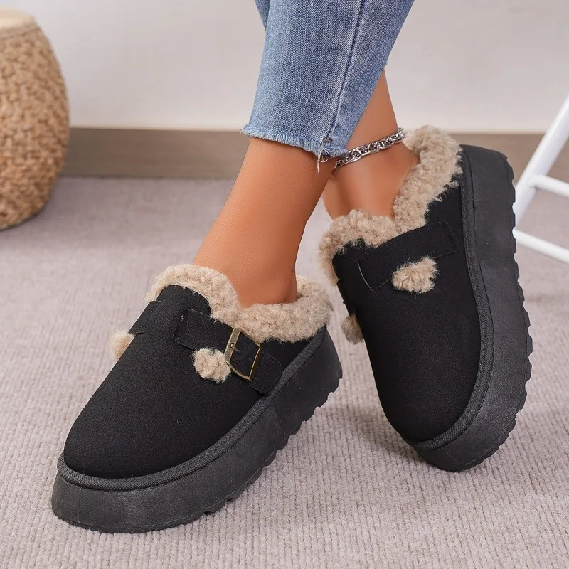 Fashion New Luxury Winter Women's Shoes Plush Fashion Retro Shoes Cotton Women's Flat Sole Slippers Platform Women Boots