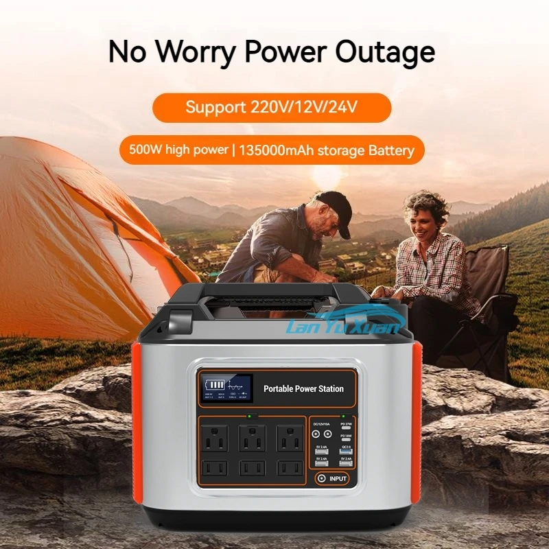 500 Watt Portable Power Supply  Station Camping Spare Battery 110v 220v AC Most ful Solar Generator Emergency Back-Up