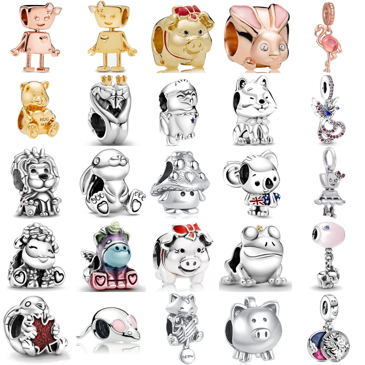 

New 925 Sterling Silver Mushroom Money-attracting Pig Pendant Bead Fit Original Charms Bracelet Bangle Jewerly Accessories