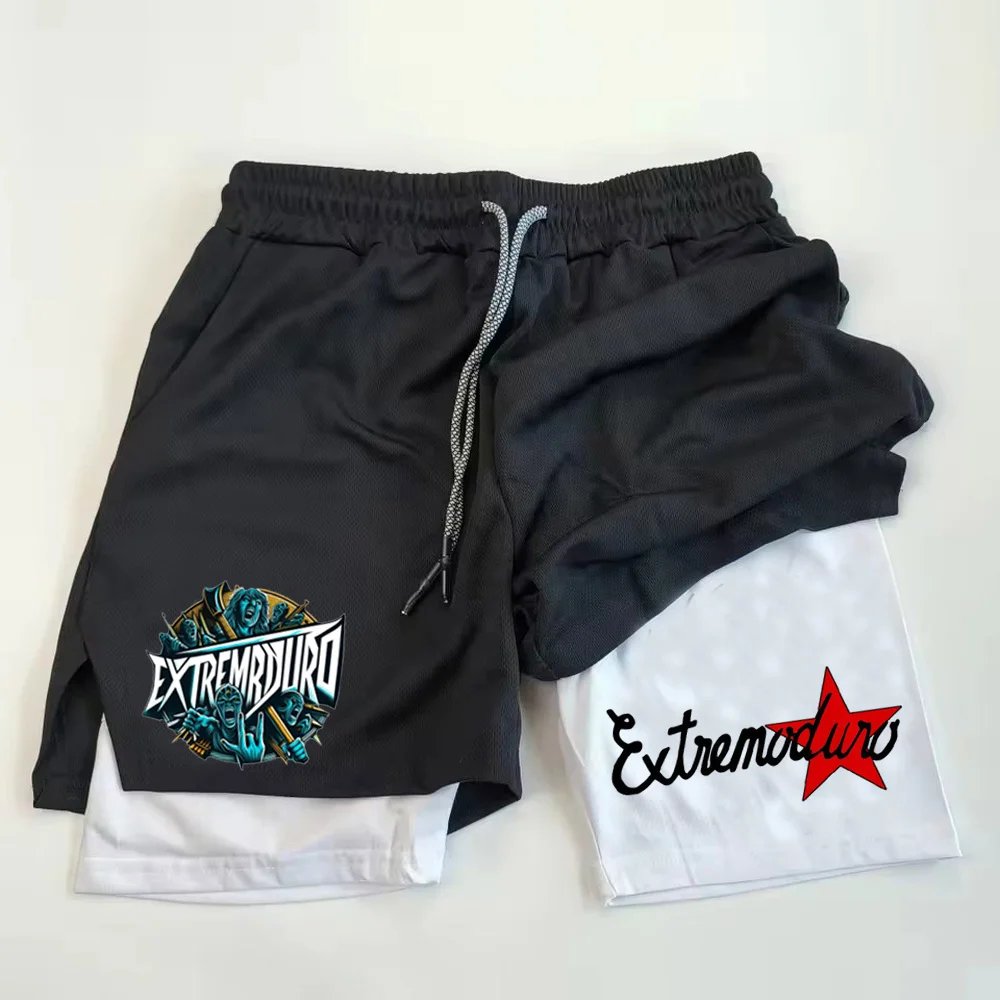 

Extremoduro shorts running Anime Fitness 2 in 1 Sports Athletic Quick-drying Double Deck hombre