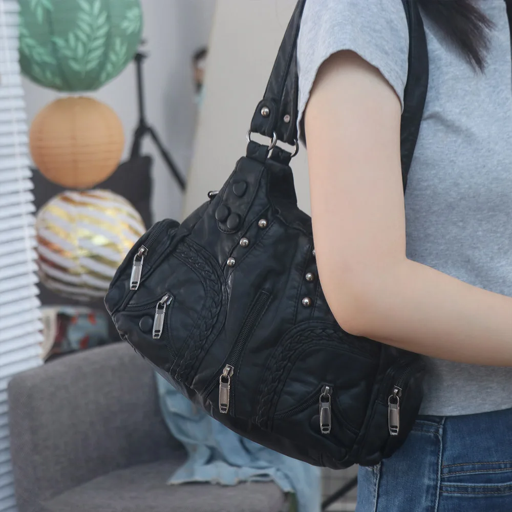 حقيبة كتف من جلد البولي يوريثان بتصميم عتيق على الطراز الأمريكي حقيبة سرج متعددة الاستخدامات على الطراز الفرنسي حقيبة تحت الإبط على الطراز الكوري