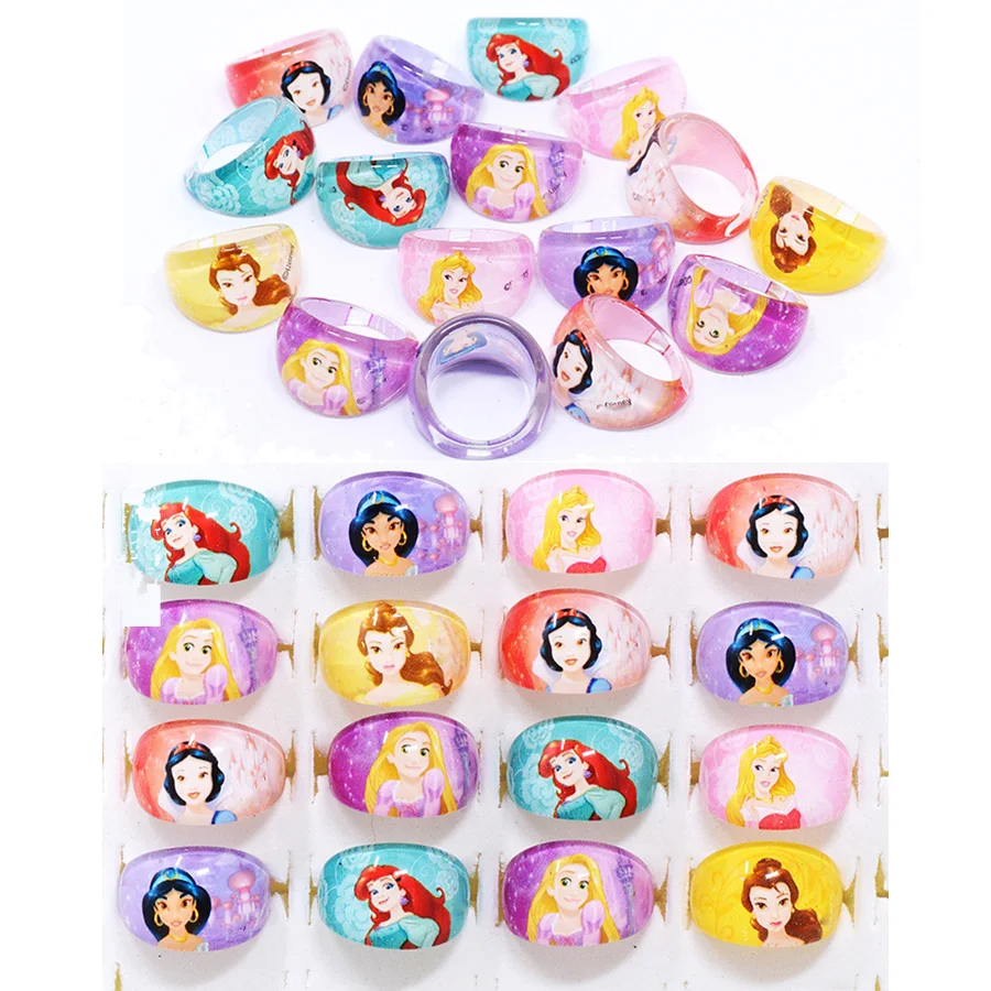 

Elsa Rapunzel Mix Princess Kids Acrylic Rings Party Favors Girls Girls Jewellery DIY Toy Wedding Baby Shower Party Supplie
