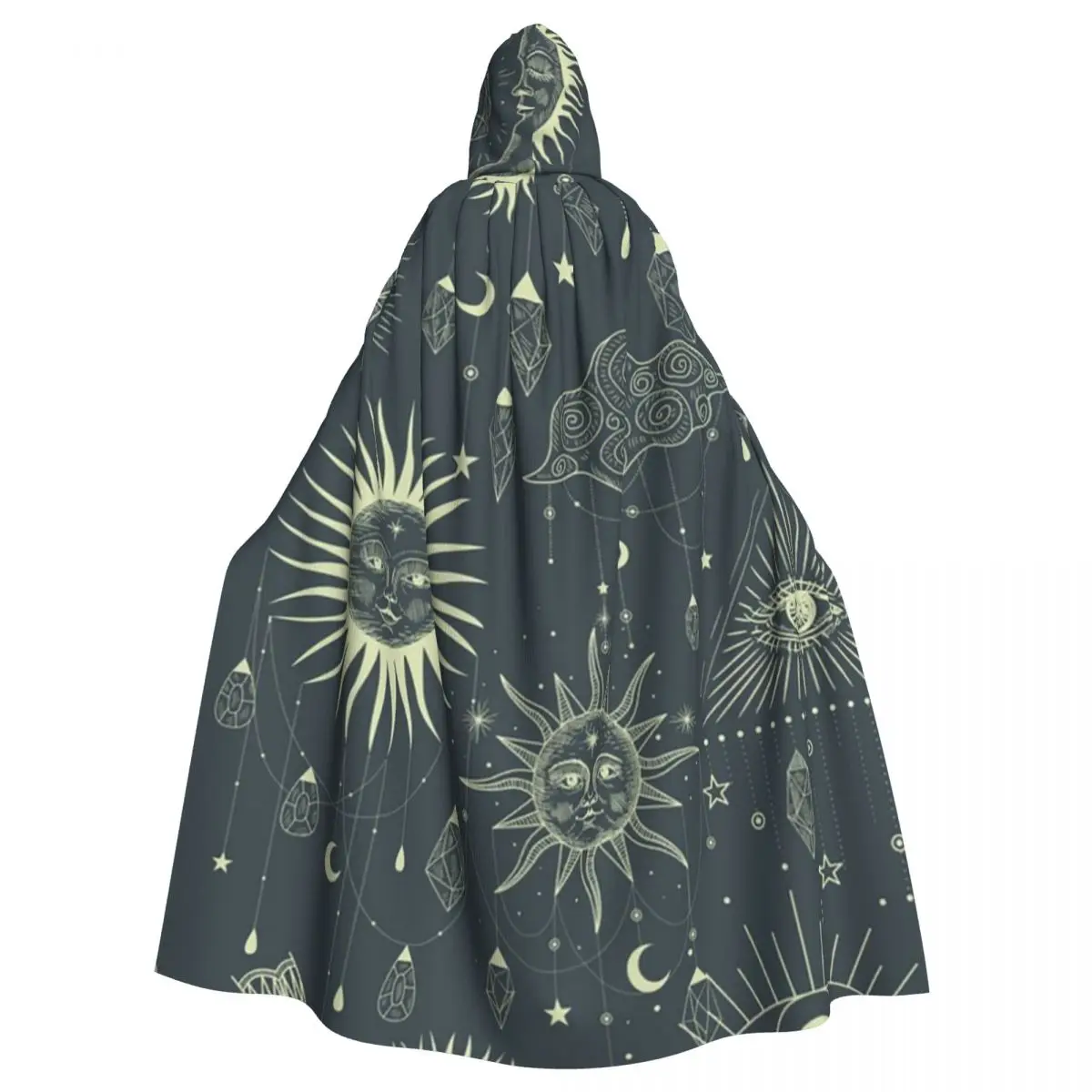 Witch Wthings Long Hooded Cloak Witch Medieval Costume Cosplay Cape HalloweenCoat Adult Unisex