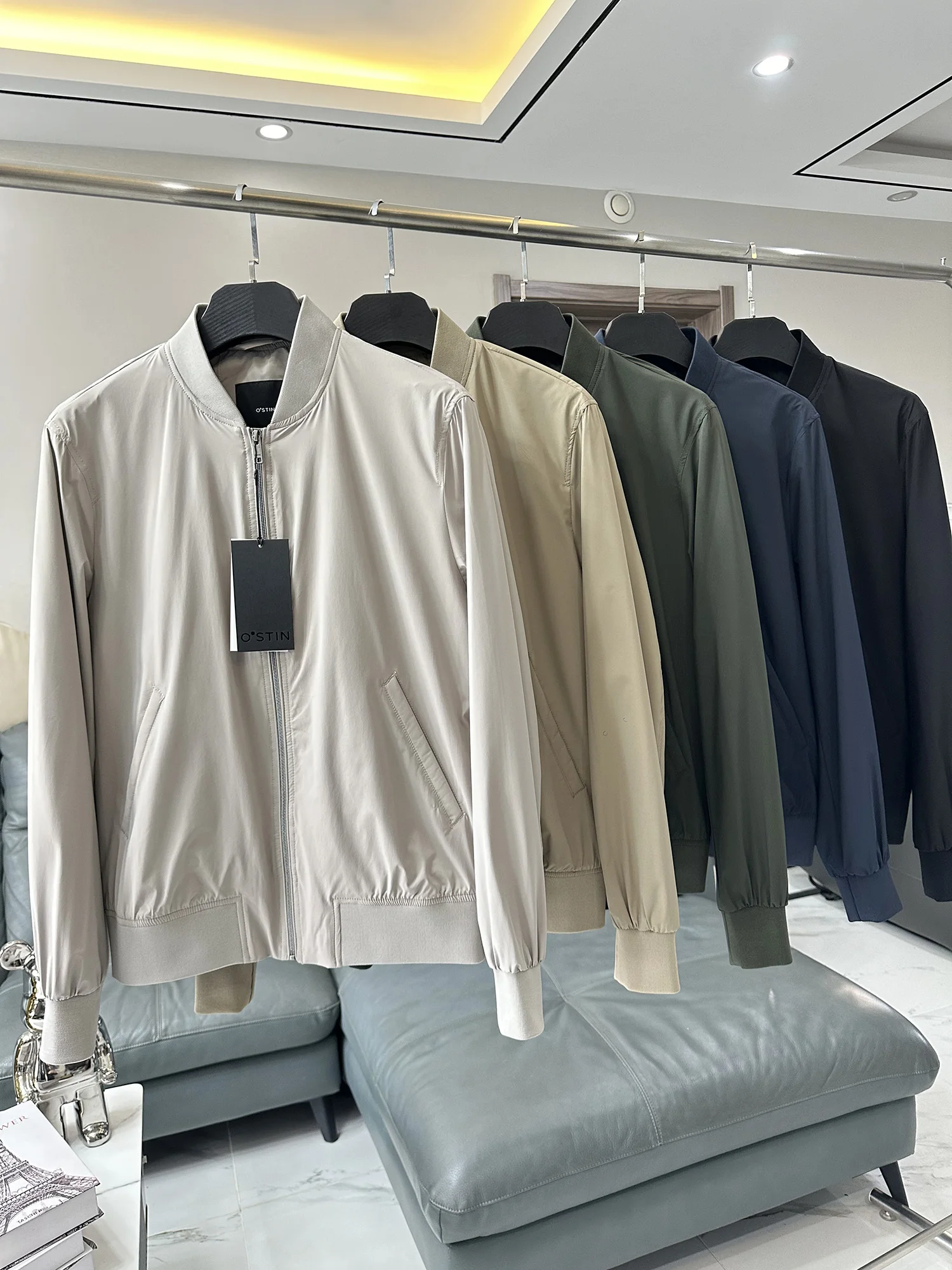 Cool Men's Pilot Baseball Collar Jacket Spring Autumn Simple Versatile Outerwear Polyester Nylon Composite Fiber Long Sleeve ...