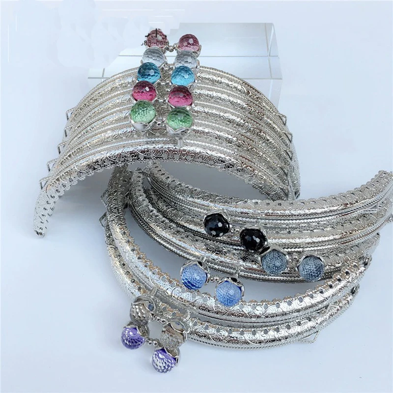 8.5 10.5 12.5CM Lotus head Bag Kiss Clasp Three colors semicircle Metal Coining Pattern Purse Frame DIY Bag Sewing Accessories