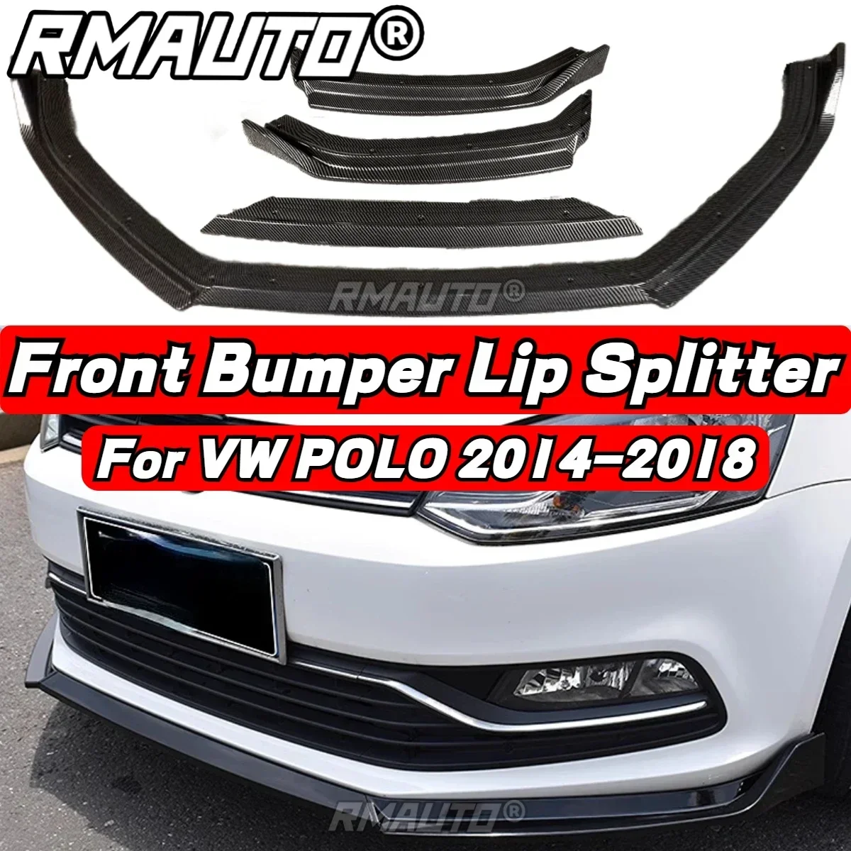 

POLO MK5 Lip Carbon Fiber Front Bumper Diffuser Splitter Rear Spoiler For Volkswagen VW POLO MK5 MK6 MK7 MK8 2009-2023 Body Kit