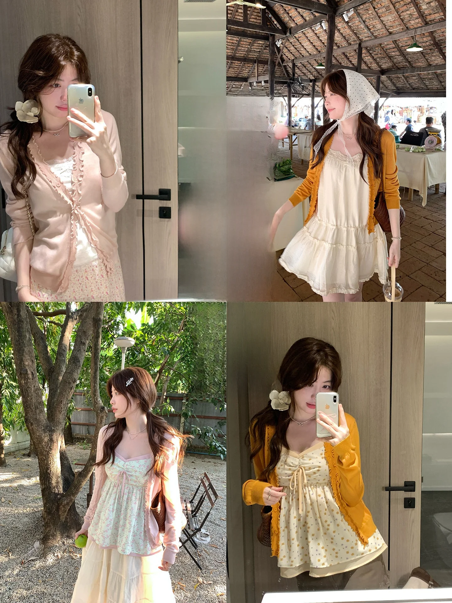 

PtonUmi Весна 2026: Новый корейский вязаный кардиган для женщин, универсальный, стройнящий, с цветочным кружевом, для ранней весны