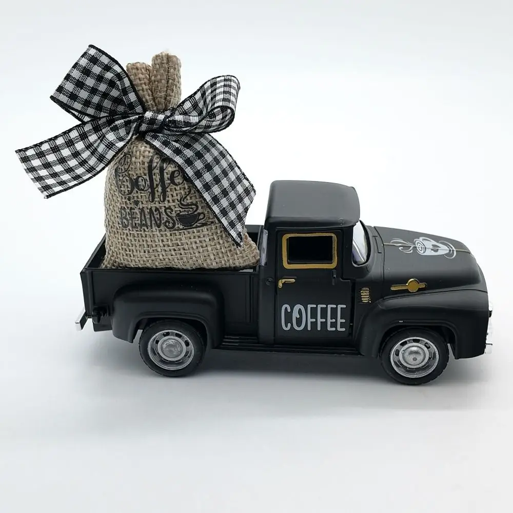 Camion da caffè pressofuso Pickup Modello classico retrò Giocattoli Modello di camion in metallo Simulazione Sacco di tela Mini Camion da caffè Decorazioni da cucina