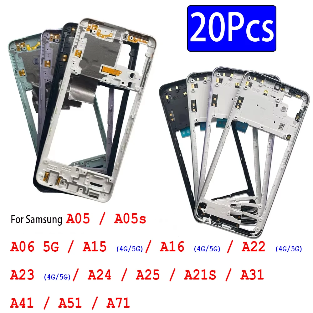 20pcsfor-samsung-a22-a23-a15-a16-4g-5g-a05-a05s-a06-a24-a25-a21s-a31-a41-a51-a71-housing-middle-frame-bezel-plate-cover-replace