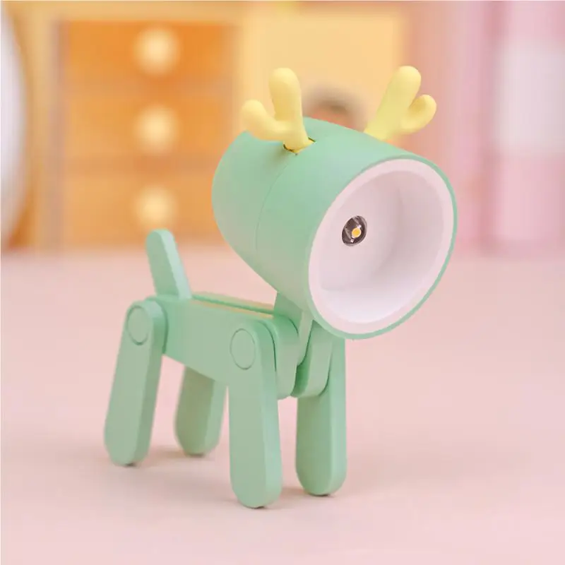Mini Led Night Light Cartoon Cute Pet Dog Deer Shape Night Light Djustable Desk Lamp Book Light Eye Protection Home Room Decor