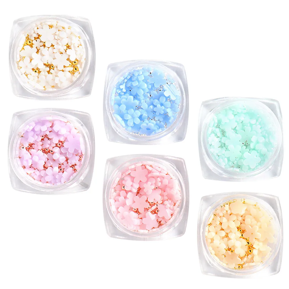6 Boxes Sunflower Resin Charms Nail Art Accessories for Women Flower Nail Charm Manicure Decoration Supplies Manicure Charm