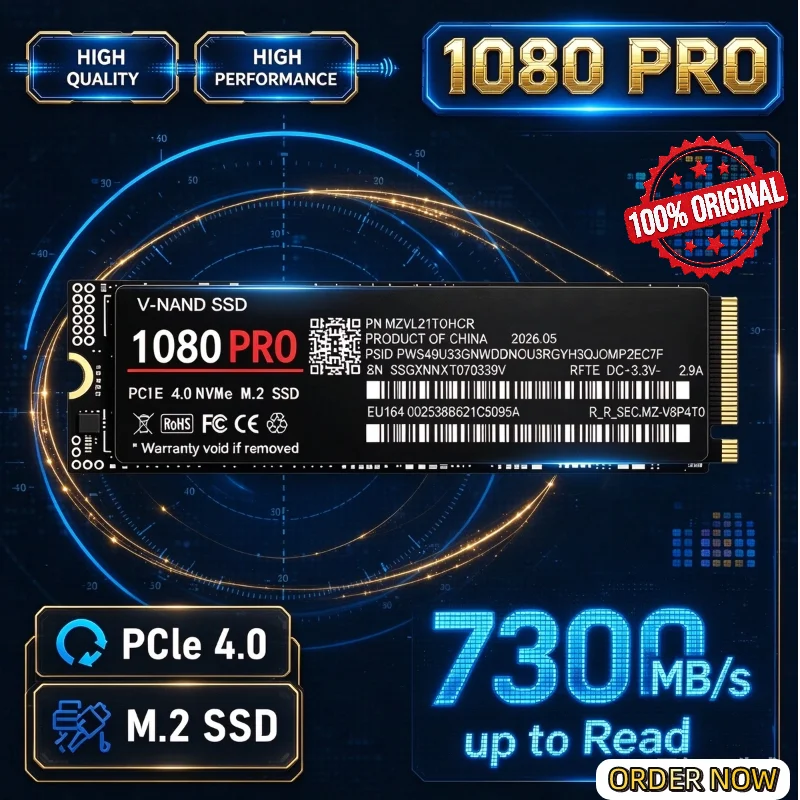 100% Original 1080 PRO PCIe 4.0 NVMe M.2 2280 SSD Large Capacity Storage Disk Fast Loading for Gaming PC Notebook,  2TB 4TB