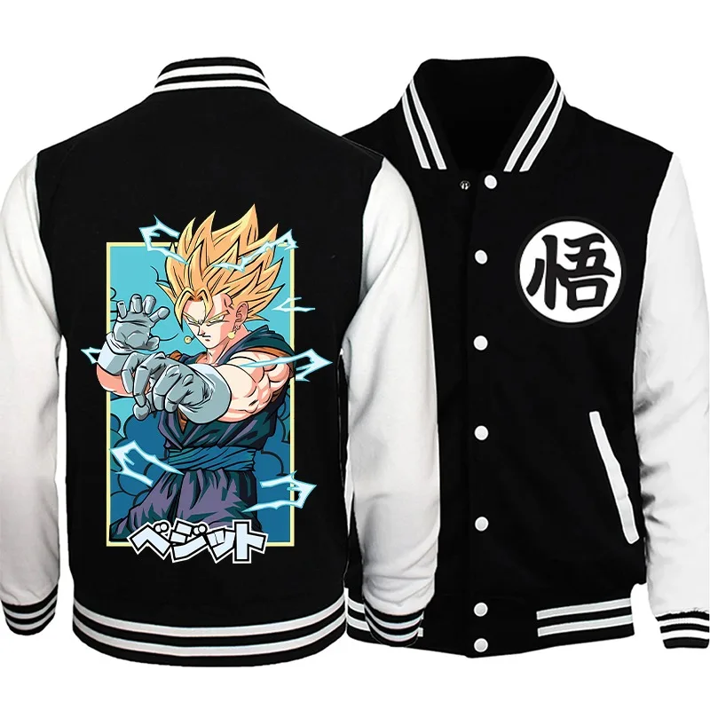 Dragon Ball Zipper Jacket Super Saiyan God Men's Pilot Spring/Autumn Baseball Uniform Tide Card Loose Pullover Coat Casual Goku