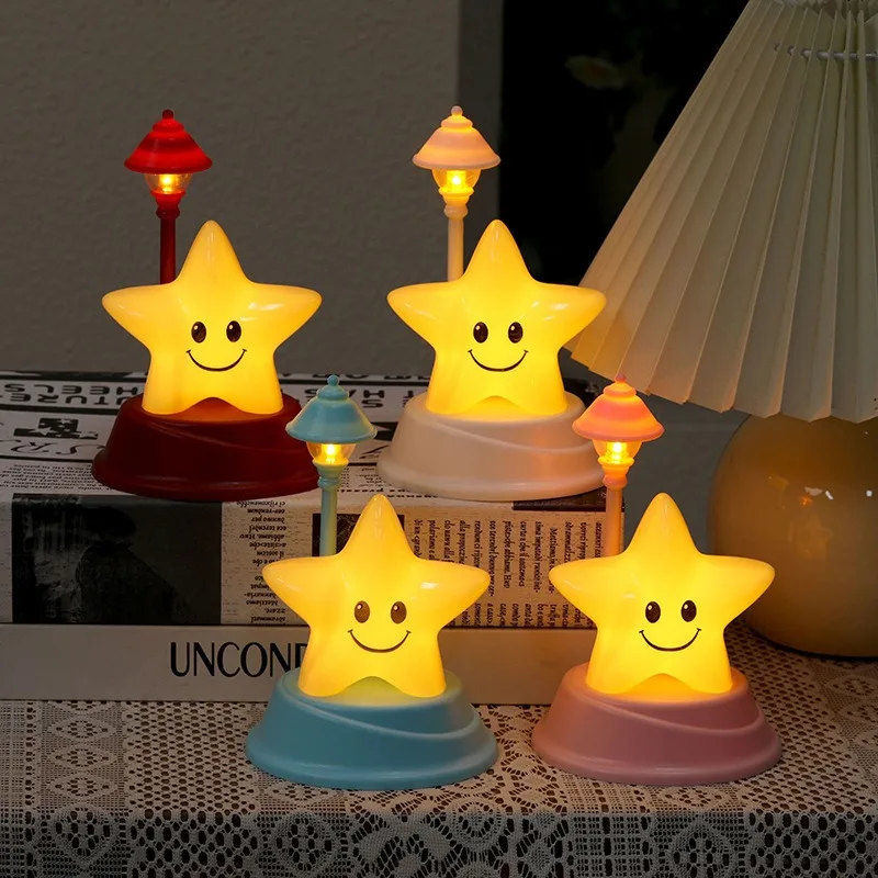 Creative Christmas Tree Five-Star Table Lamp Bedroom Mood Light Study Desk Lamp Bedside Lamp Small Night Light 2PCS