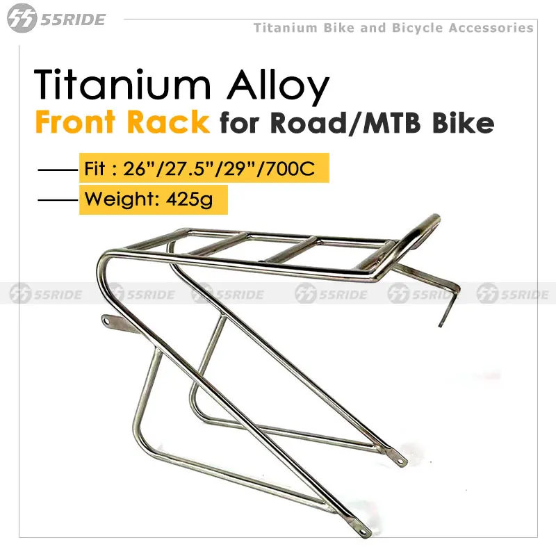 

Titanium Alloy Gravel Road Bike Front Shelf, Travel Bicycle Pallet Rack, Long-Distance Bicycle MTB Rack