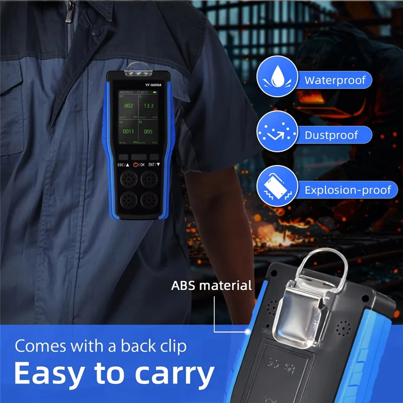 Sensor Gas 9000A, Detektor Gas Genggam, Pengukuran O2 EX H2S CO, Penganalisis Keamanan Industri Monitor Kualitas Udara-ABJU