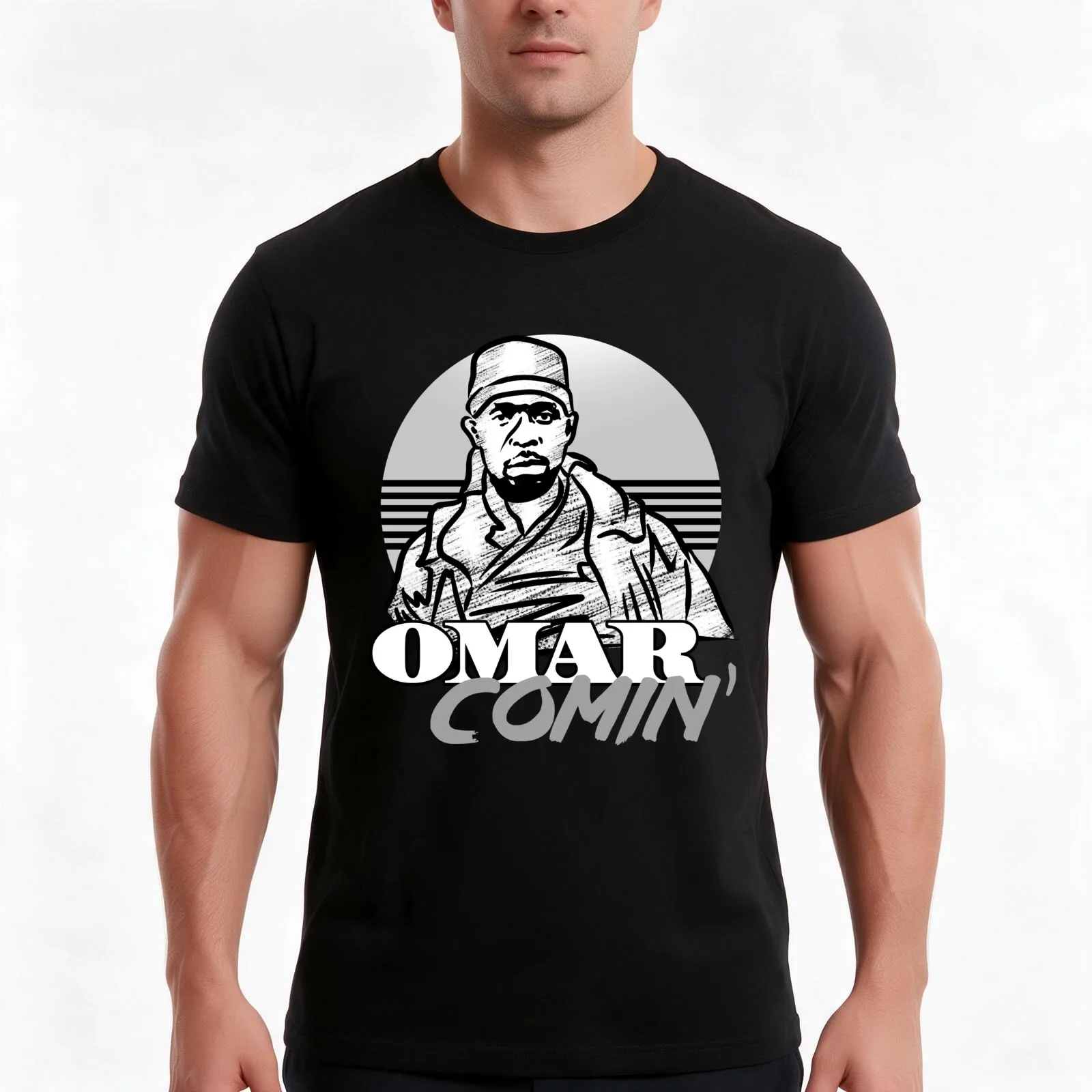 Omar Comin T-Shirt, Summer Casual Cotton Tee, Oversized Streetwear Tops, Vintage Graphic Print, Loose Fit Short Sleeve