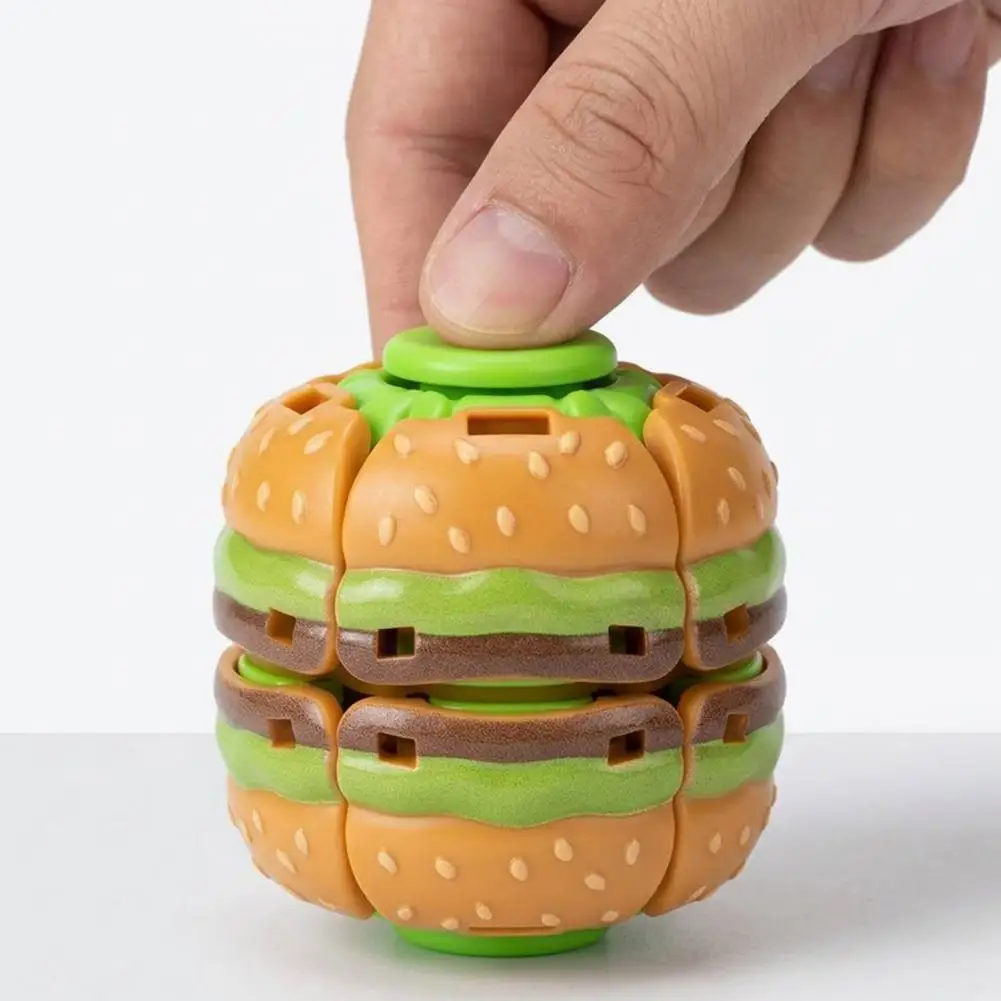 Anxiety Relief Fidget Toys Hamburger Press Fidget Spinner Toy Stress Relief Desk Spinner Ball Decompression Spinning for Office