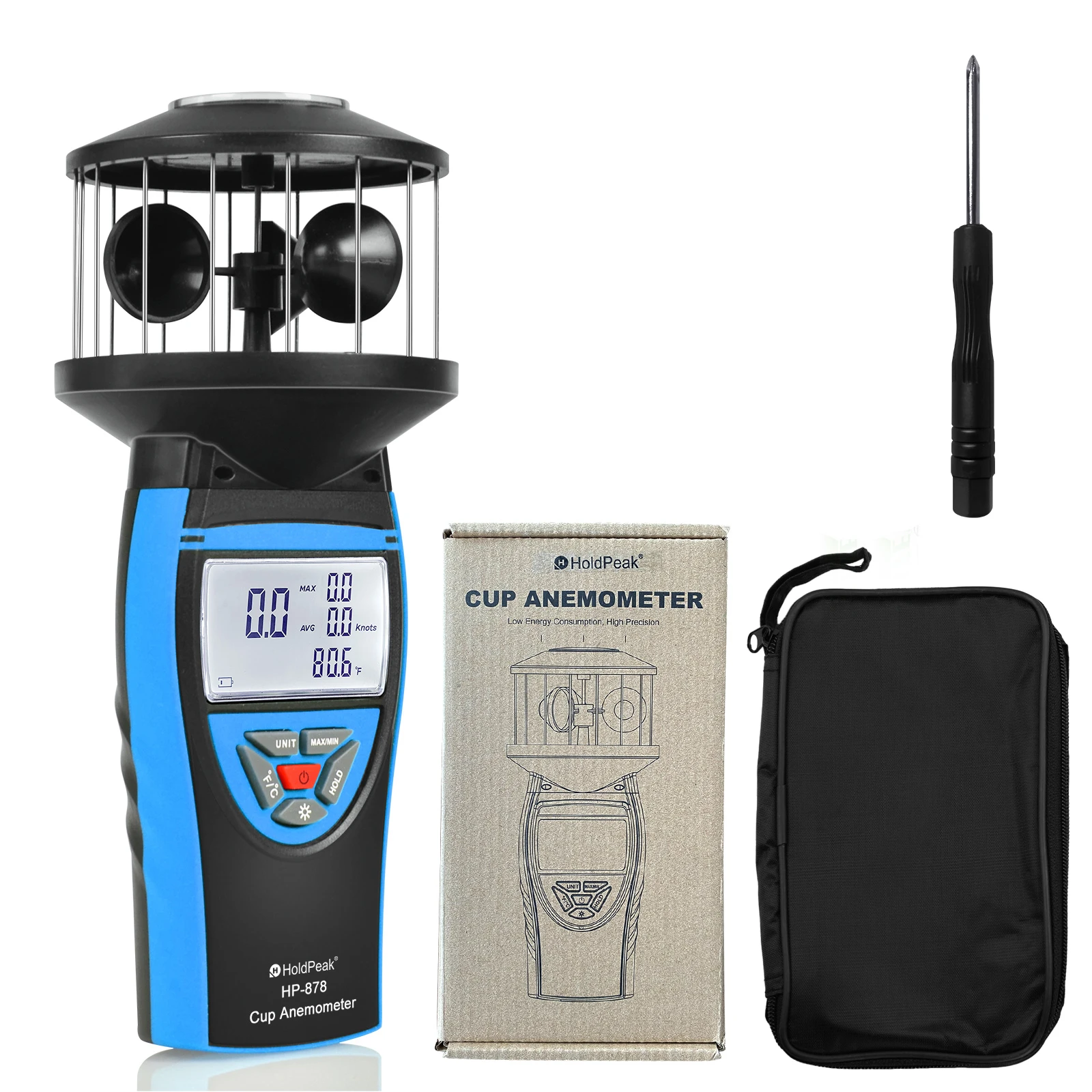 

Handheld Cup Anemometer with Compass, 93MPH Digital Wind Speed Meter, CFM Air Flow Wind Velocity Measuring Device Gauges