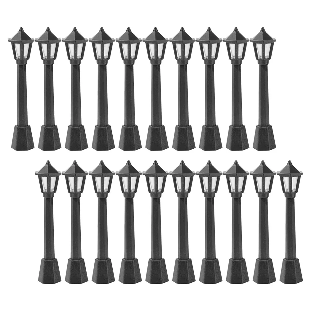 

20 Pcs Mini Street Light Model Lamp Decor Small Christmas Accessories Micro Landscape Plastic House Accessory