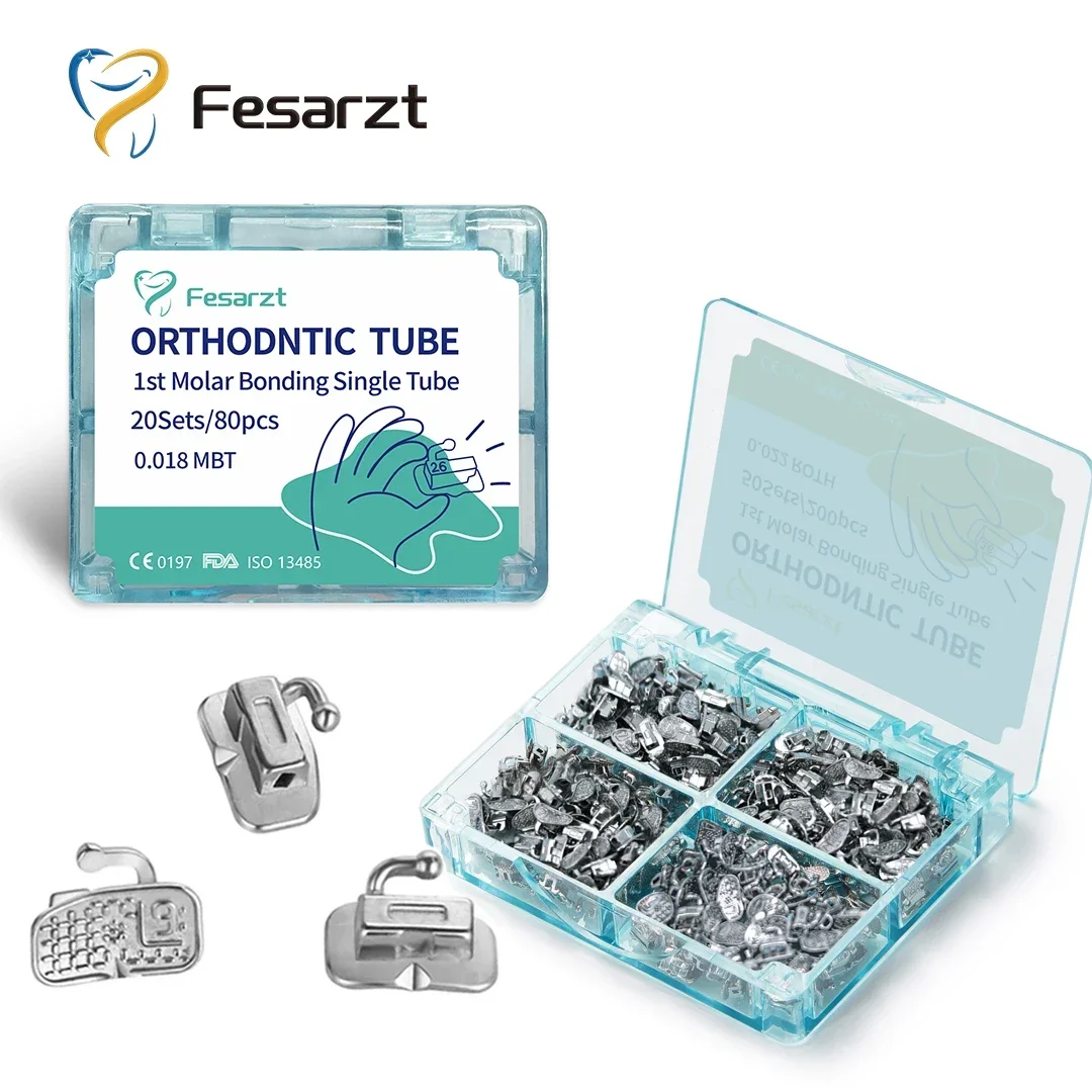 80 PCS/20 ชุด 1st Molar ทันตกรรมจัดฟัน Buccal หลอด Monoblock Bondable Non-Convertible หลอดเดียว Roth/MBT Dentista วัสดุ