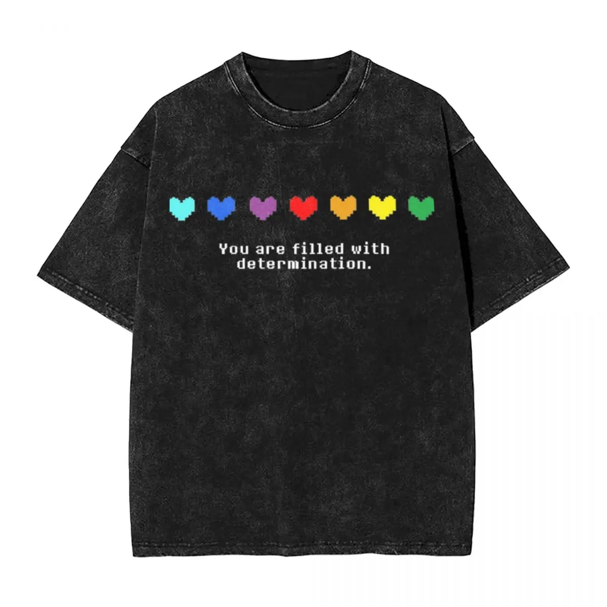 You Are Filled With Determination Washed T Shirts Streetwear T-Shirts Undertale Game Tees Tops Men Women Short Sleeve Street