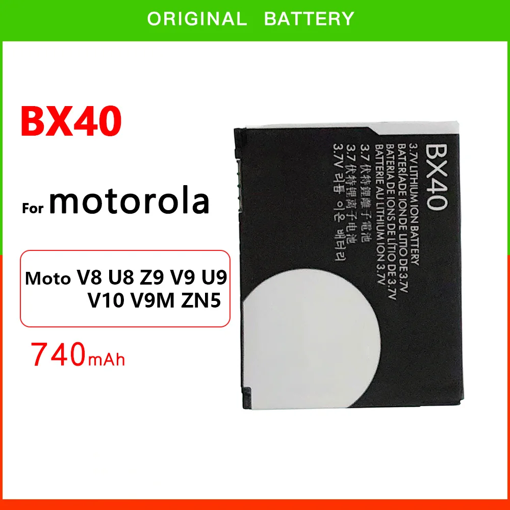 100% Original Genuine BX40 Battery For MOTOROLA MOTO V8 U8 Z9 V9 U9 V10 RAZR2 V9M ZN5 High Capacity Mobile Phone Batteries