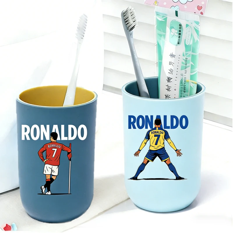 CR7 Ronaldo Kinder-Zahnbürstenbecher Fußballstar Kinder-Mundspülbecher Badezimmer-Zahnbürstenhalter ​   Jungen Mädchen Heim-Wasserbecher