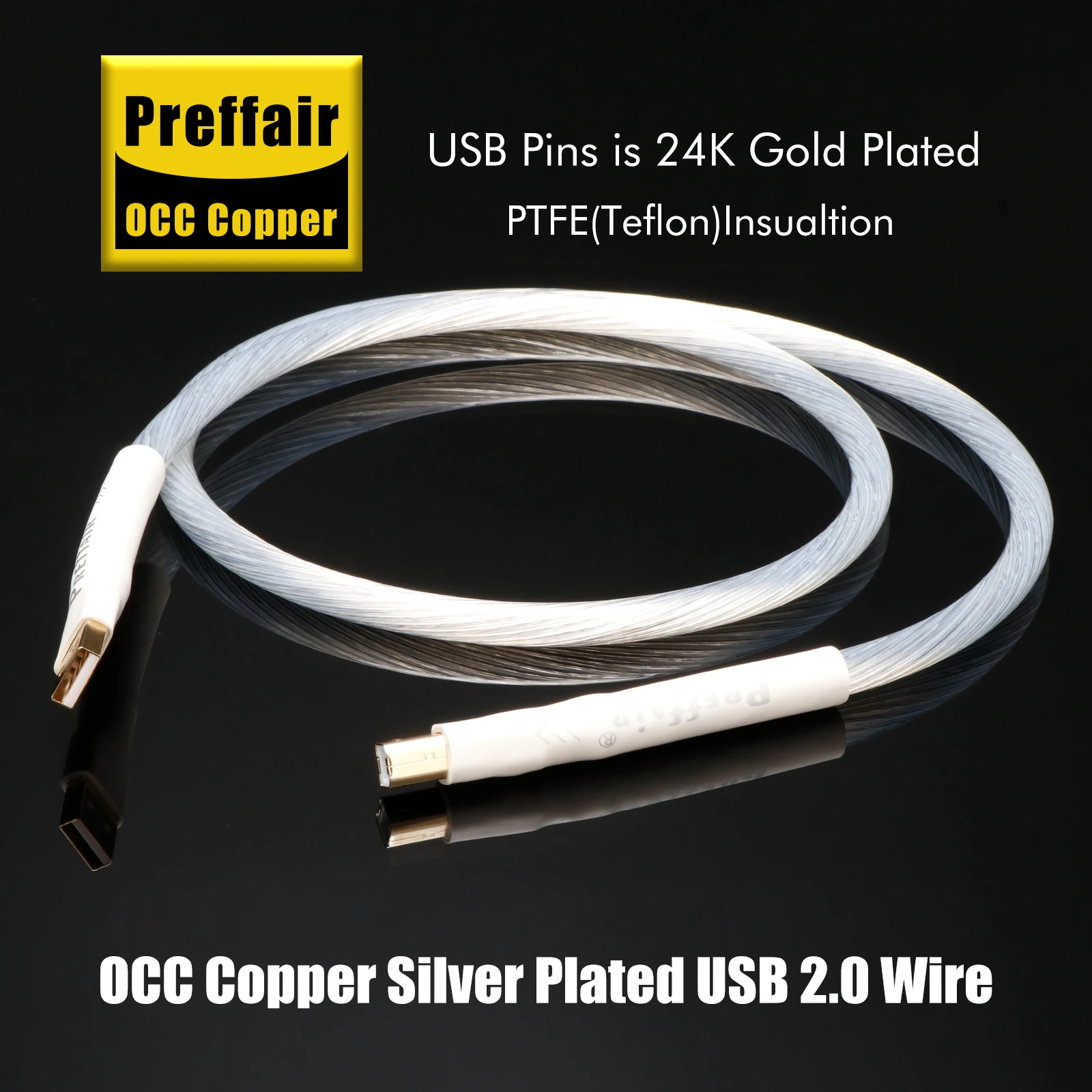 

USB printer cable male to female cable Data USB 2.0 Cable 8 Cores Silver Plated Type A to Type B Hi-end USB Cable For DAC