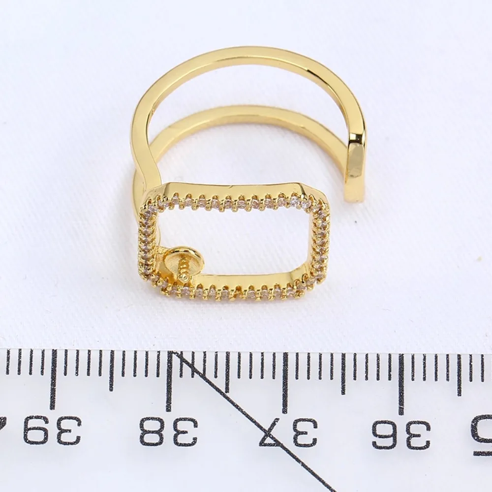 5pcs Adjustable Gold Plated Pearl Ring Settings Findings & Accessories-for Jewelry Making Bulk Wholesale Craft Supplies 6-7mm