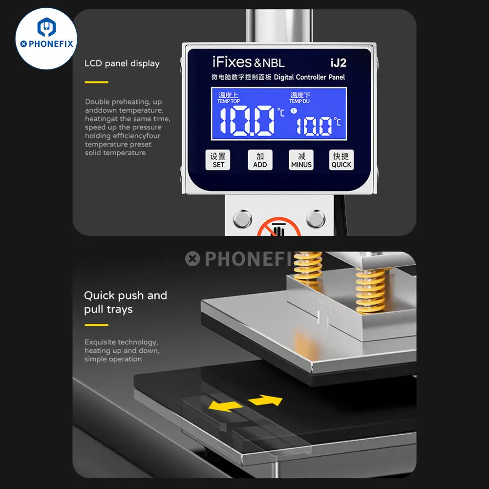 iFixes iJ2 Multi-purpose Dual Preheating Holding Pressure Machine for Phone Screen Back Cover Bracket Frame Hot Pressing Repair