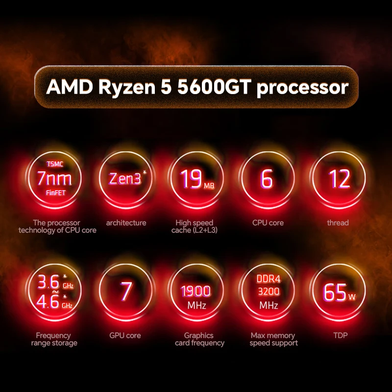 معالج AMD Ryzen 5 5600GT (محاصر) - 6-Core 12-Thread، 3.6 جيجا هرتز، 16 ميجابايت كاش، Radeon Graphics، 7 نانومتر، مقبس AM4، مع Wraith Steal