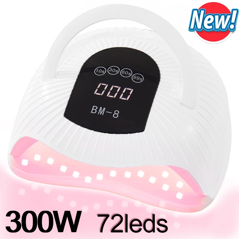 300 W 72 LEDS UV-LED-Nagellampe, schnell aushärtender Gel-Nagellack mit 4 Timern, LCD-Display, professionelle LED-Nageltrockner, Lampe, automatischer Sensor