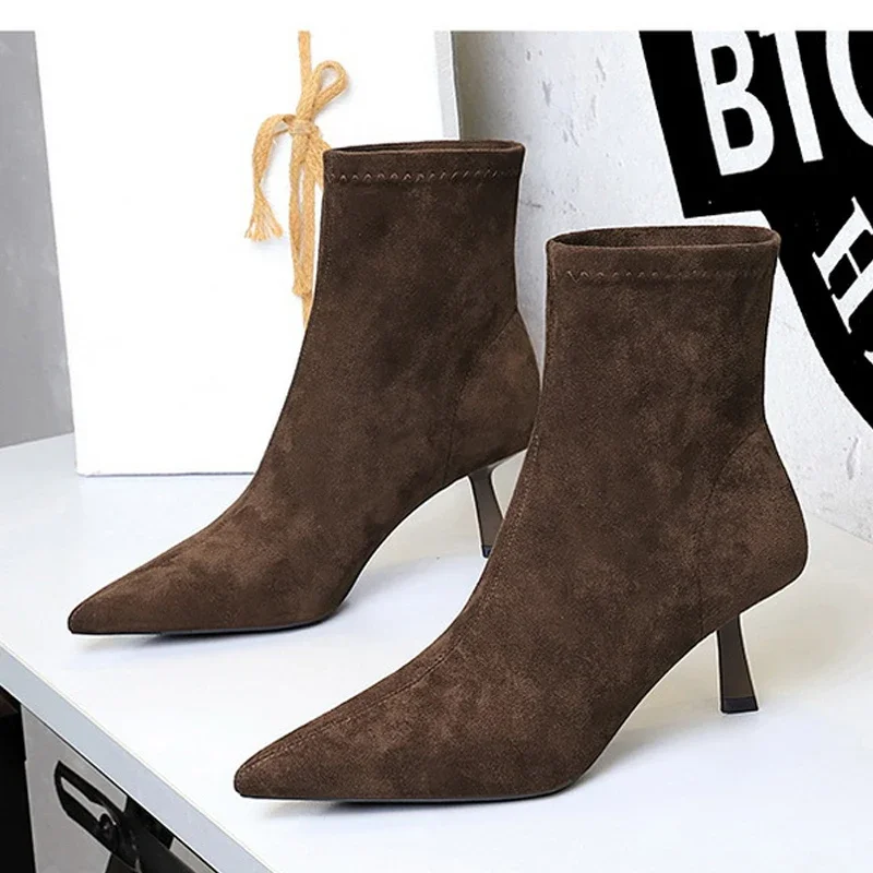 

BIGTREE Autumn Winter Street Style Women Ankle Boots Sexy Stiletto Heels Dance Comfortable Female Shoes Zapatos De Mujer