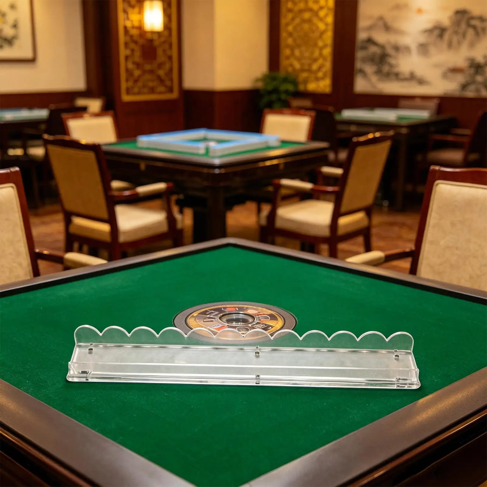 Scalloped Mahjong Racks Magnetic Anti-Slip Acrylic Scalloped Mahjong Tile Pusher And Holder For Home Game Night Party Family