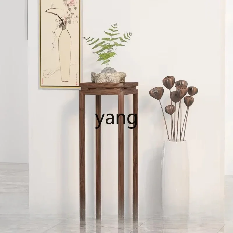 CX new Chinese flower stand simple light luxury living room floor decoration bonsai all solid wood balcony storage