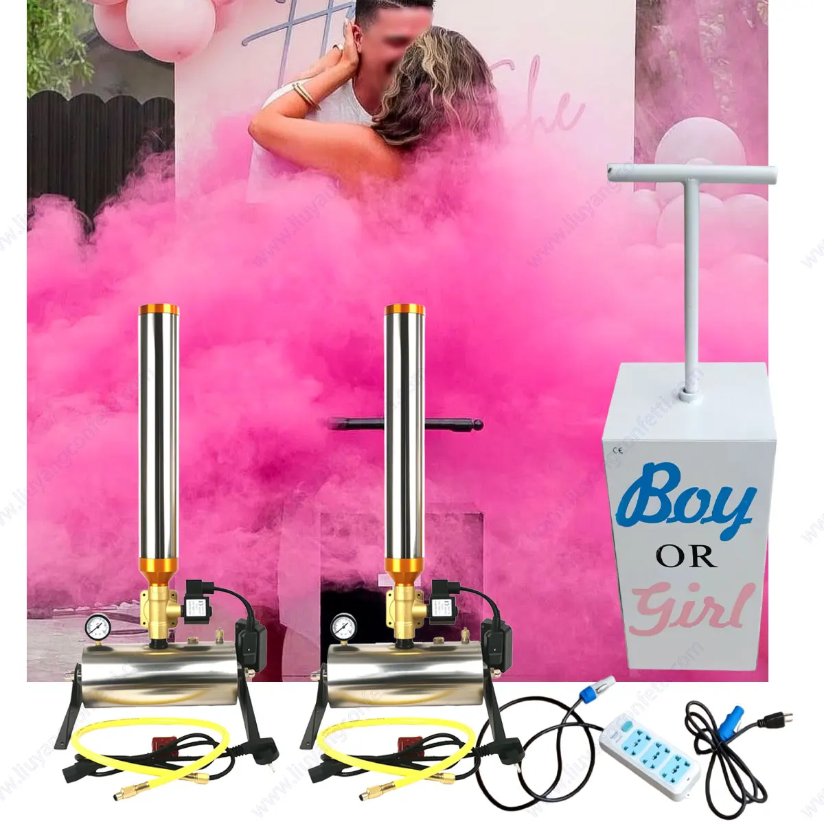 

Electric Powder Cannon Gender Reveal Party Popper Spray Machine TNT Smoke Decorative Confetti Holi Boy Or Girl Baby Shower Event