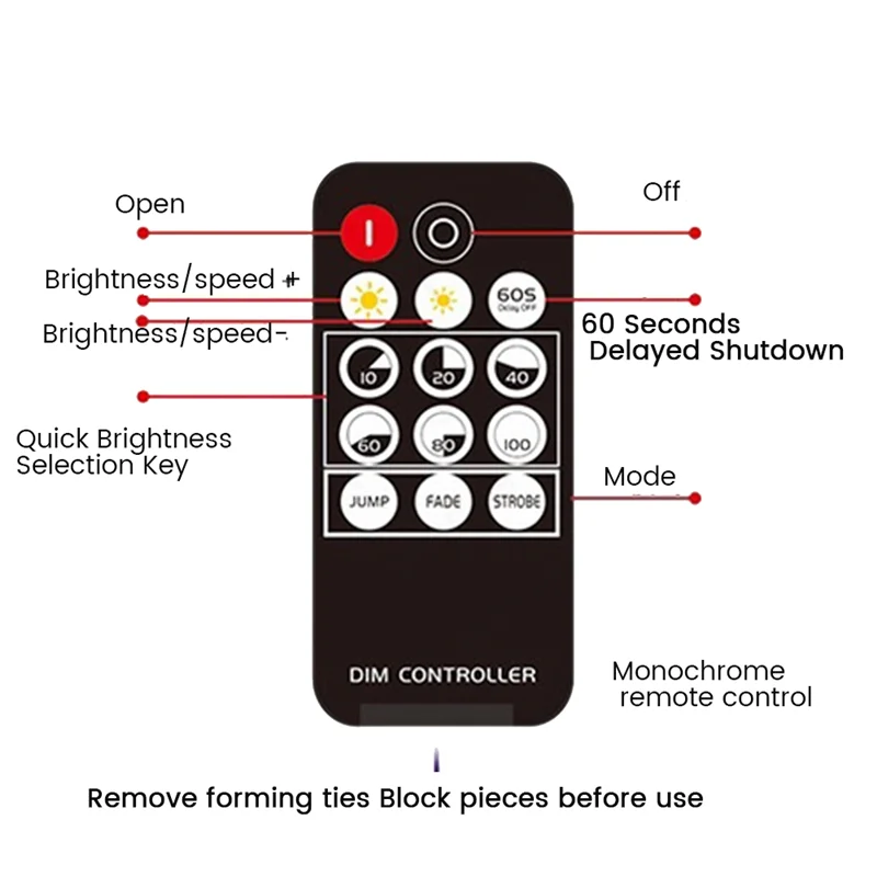 ABUP-2X RF Remote Controller LED Dimmer DC5V-24V Brightness Adjustment 14-Key Dimmable Connector Switch For LED Strip Light