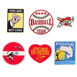 Wędkarstwo hafciarskie bez pływania Baseball Love Heart Skateboard spersonalizowane Slogan Patch odzież dekoracja naprasowanka lub naszywka