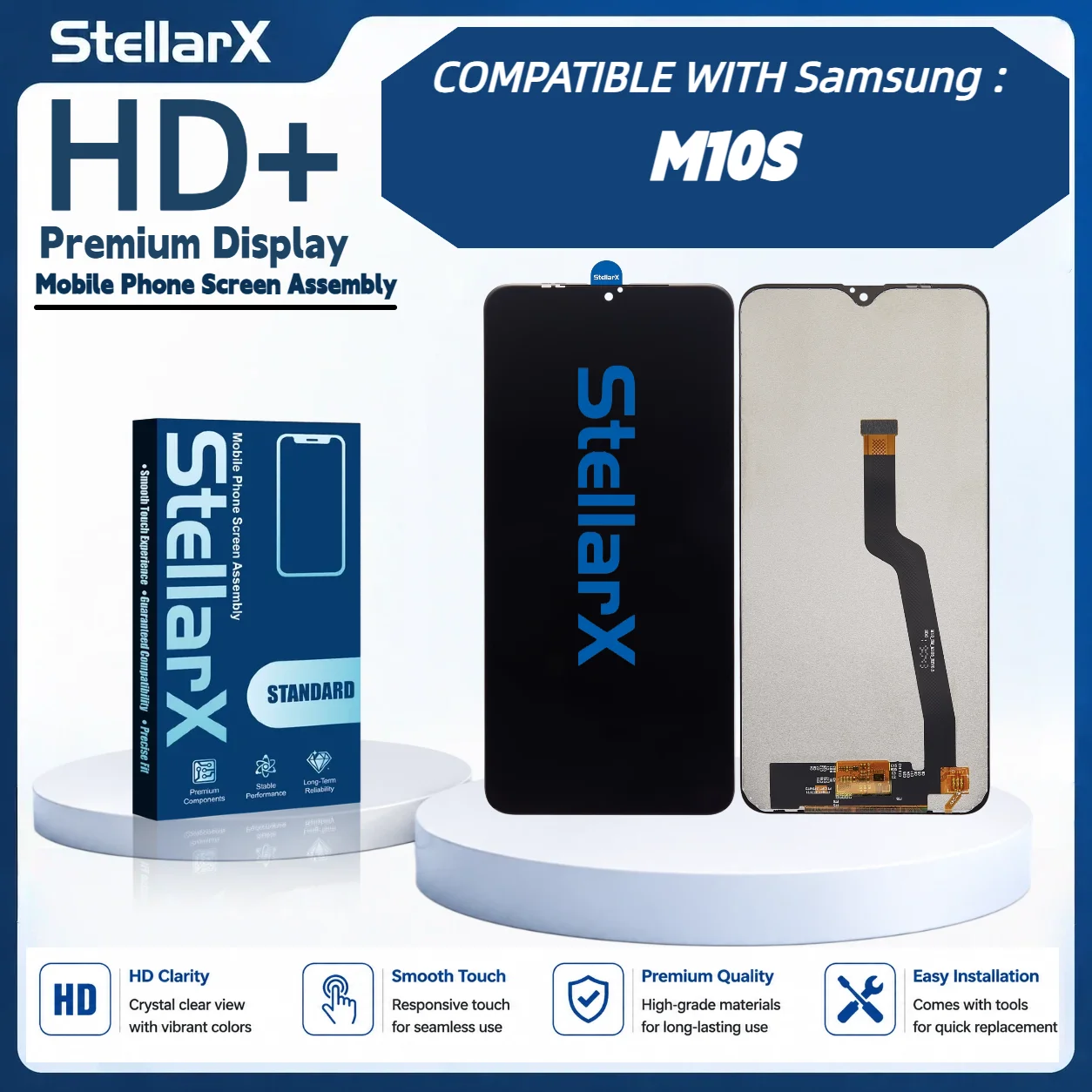 StellarX HD+ High Resolution Display Screen Replacement for Samsung M10S LCD Assembly Without Frame with free tools