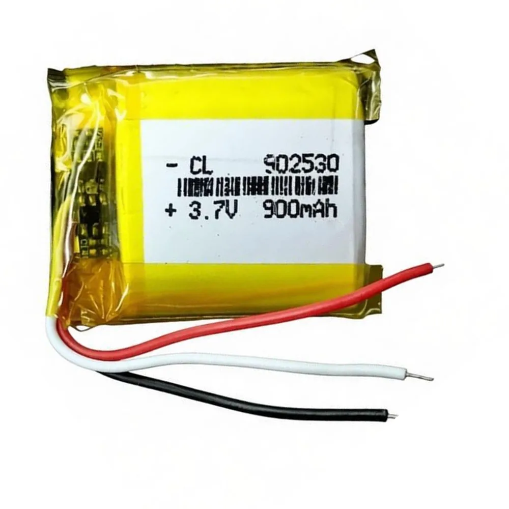 900mAh 3.7V 902530 3 Wires Polymer Lithium Rechargeable Battery For GPS Bluetooth Headset Headphone DashCam Video Game E-Book