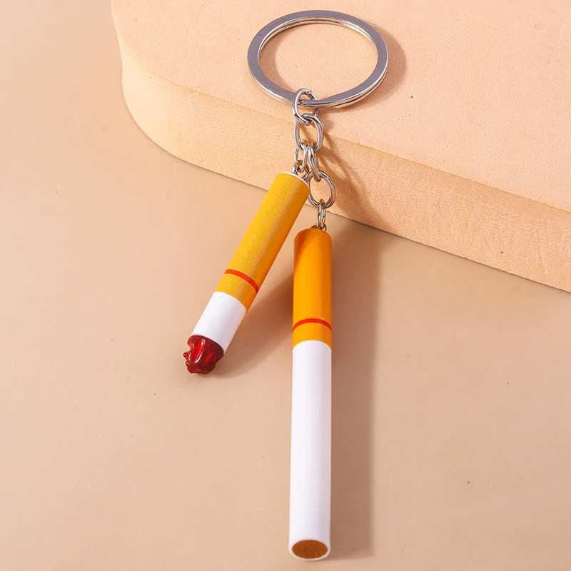Personalized Simulation Cigarette keychain for Men Women Creative Funny  Cigarette Butt Key Ring Chains Bag Pendant Wholesale