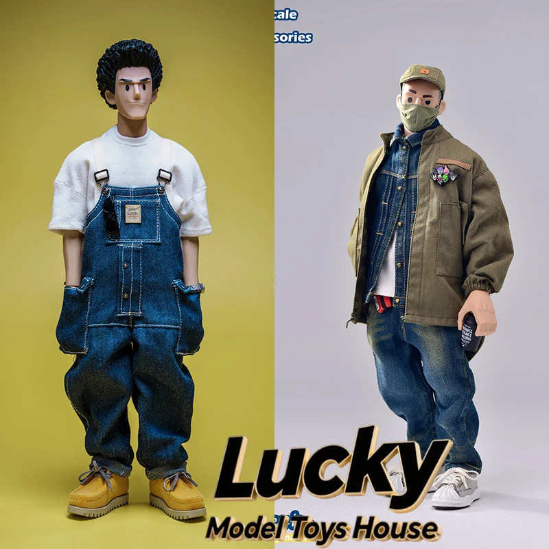 Коллекционная фигурка trickyMan12: Деним-стиль, ветровка 1/6, городские брюки-комбинезон, дизайн головы аниме-персонажа, полный комплект 12 дюймов
