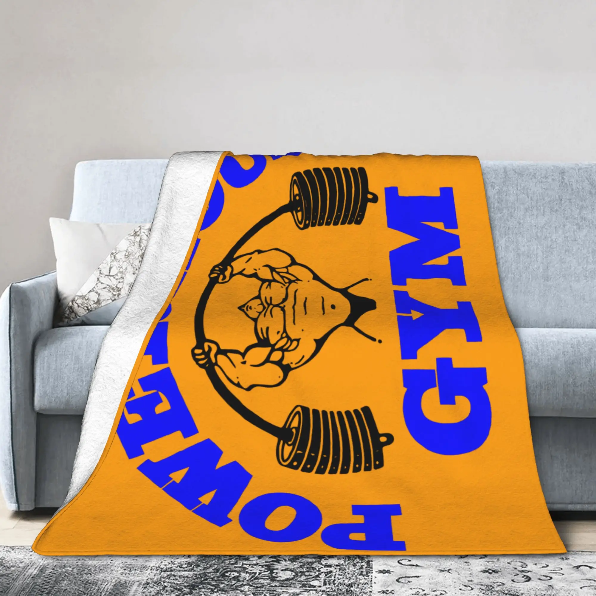 Custom Powerhouse Gym Blanket Soft Fleece Spring Autumn Flannel Bodybuilding Fitness Throw Blankets for Sofa Outdoor Bed Quilt