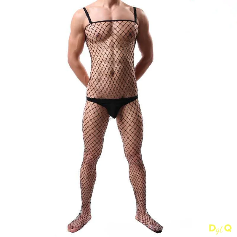 Sexy Lingerie Mesh Teddy Man Netting Body Stocking Porno Cosplay Fun Underwear Sexy Costumes Intimates Man Gay Hose Bodysuits