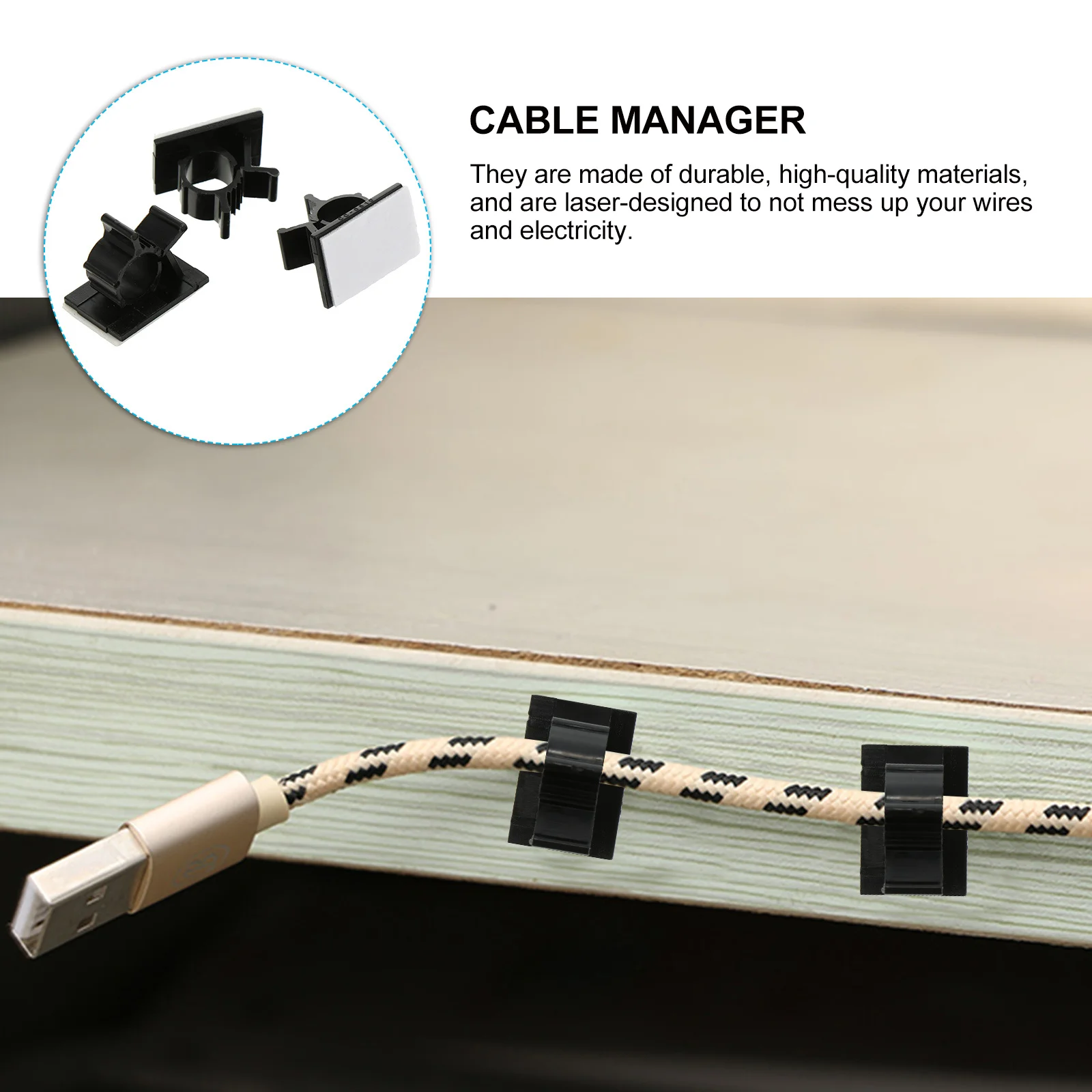 

100pcs Cable Management Clips Adhesive Wire Cord Organizer Self Adhesive Hook For Home Office Desk Cord